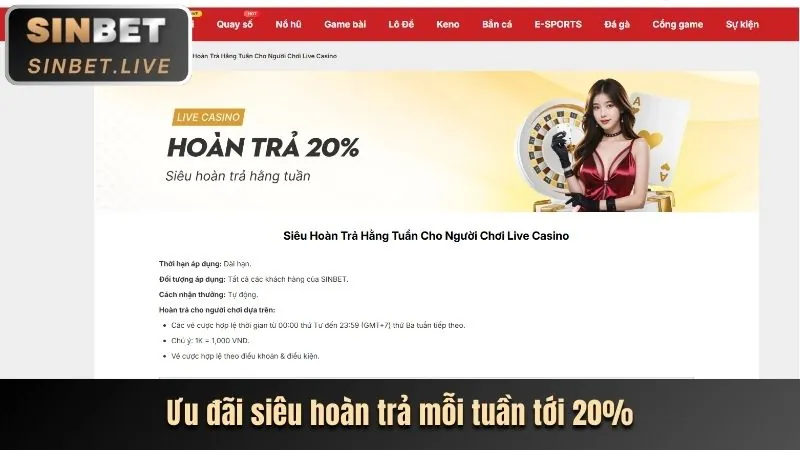 Ưu đãi hoàn trả pkvip88